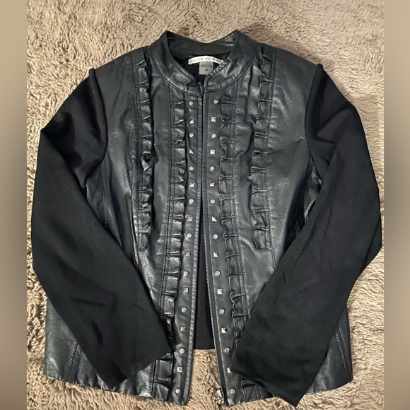 Peter Nygard 100% Leather Vest with Fabric Sleeves - Picture 3 of 8